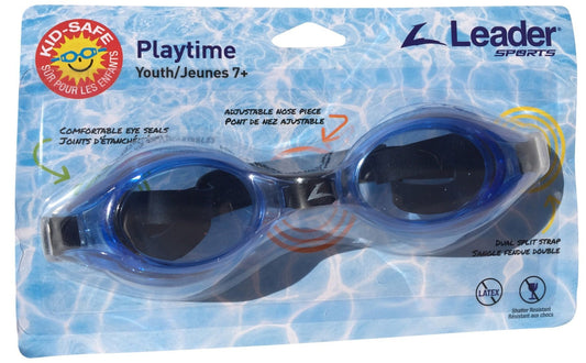 Leader Sports Swim Goggles, Playtime Youth, Ages 7+ (Blue)