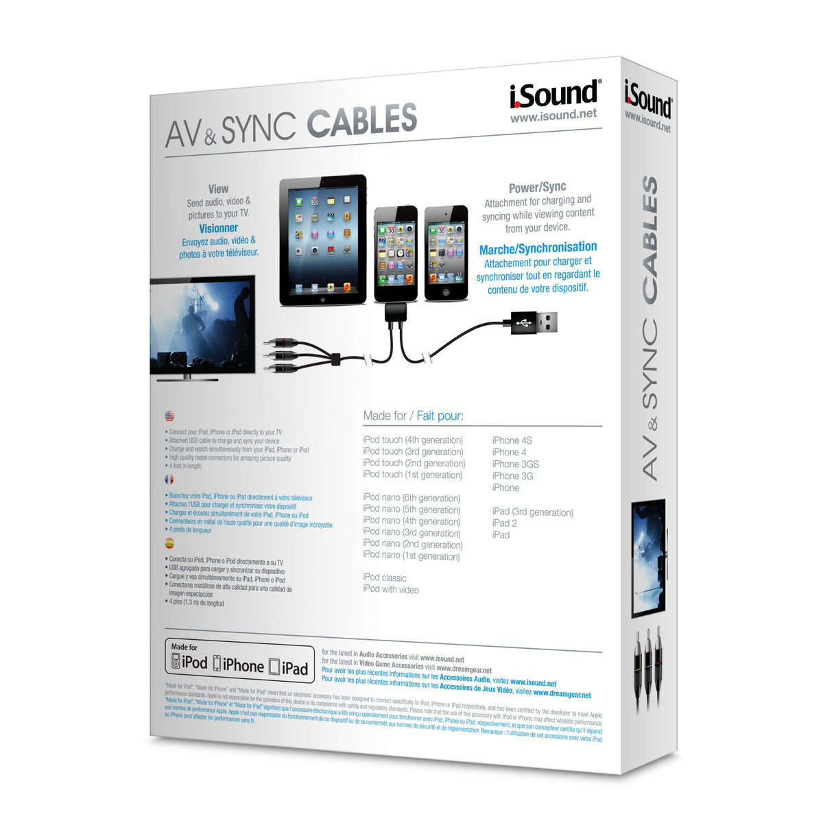 Back of the box with a connection diagram, features list and compatible devices