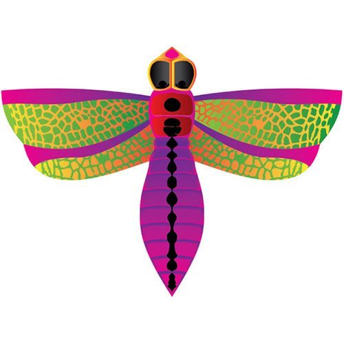 Magenta, green and orange dragonfly-shaped mini kite