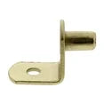 Side view of the brass angled shelf pin with flat tab and round peg