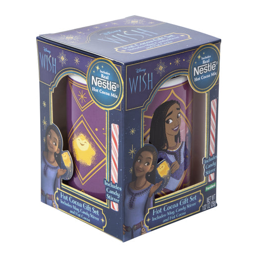 Hot cocoa gift box at an angle showing Asha and Star on two sides