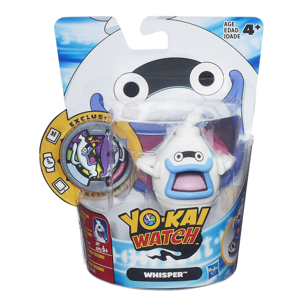 Yo-kai Watch Medal Moments Whisper figure and exclusive medal in Hasbro package
