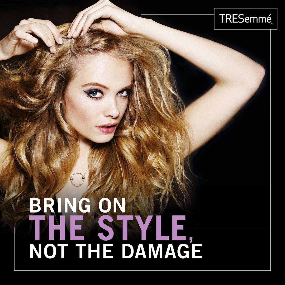 Close-up of a woman with long wavy blonde hair, bring on the style, not the damage