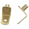 Two brass shelf pins shown from front and side
