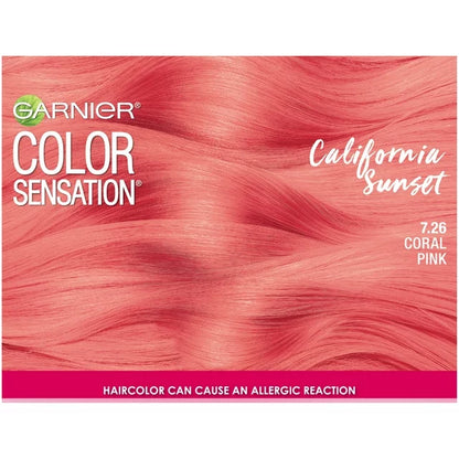 Garnier Sensation Hair Color Cream, 7.26 California Sunset (Coral Pink), 1 Kit