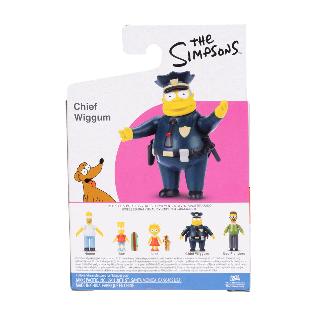 Back of the figure box with a police chief cartoon figure and four others sold separately