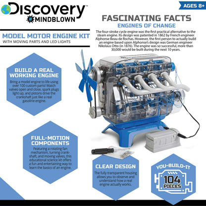 Discovery Kids MINDBLOWN Model Engine Kit DIY Mechanic Four Cycle Internal Combustion Assembly Construction Comes W Valves Cylinders Hardware More Encourages STEM Creativity Critical Thinking
