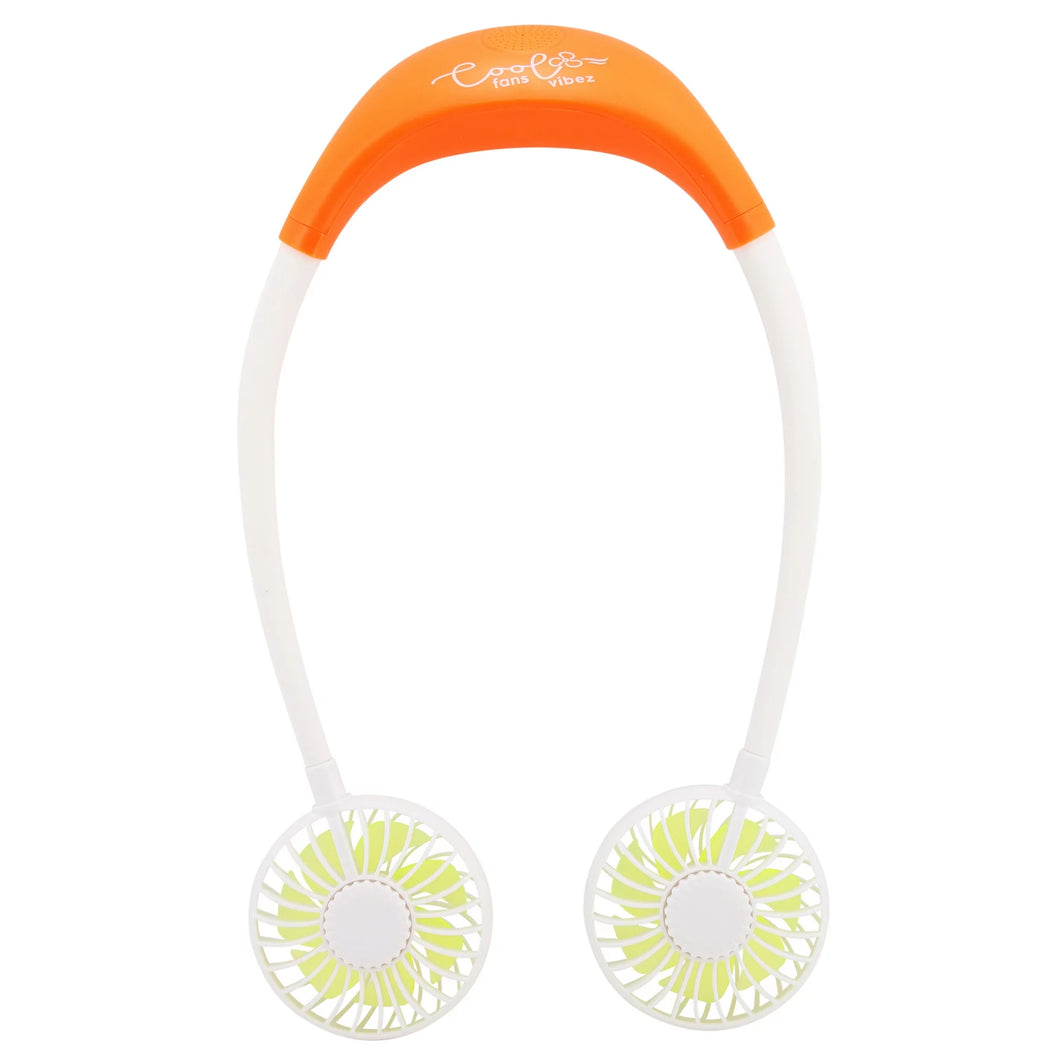 Banzai Cool Fans Sound Vibes Orange Wearable Light-up Hand Fan Bluetooth Teens Adults, 14+, Unisex