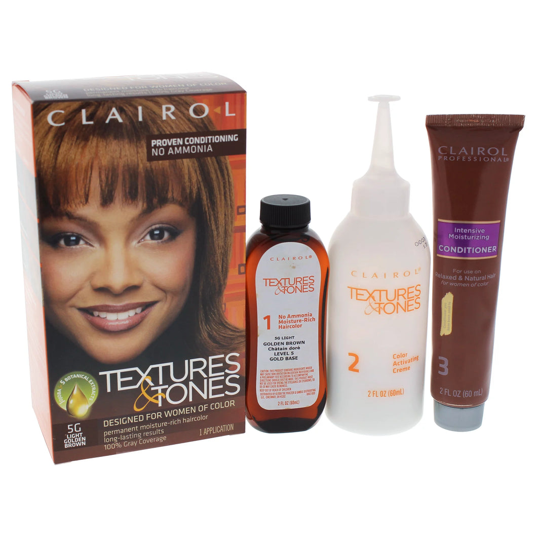 Clairol Textures & Tones Permanent Moisture-Rich Haircolor - # 5G Light Golden Brown - 1 Application Hair Color