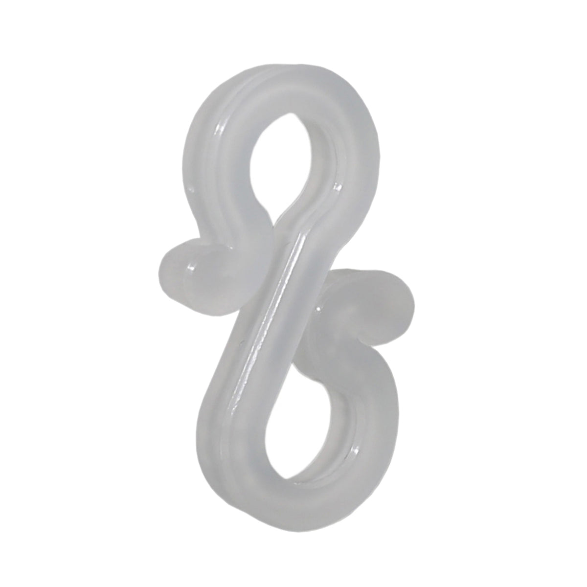 Single frosted clear plastic S-shaped gutter and shingle hook