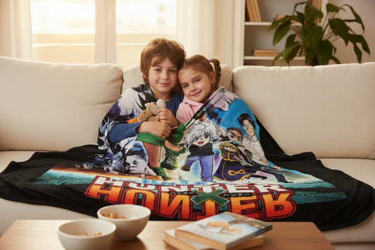 Hunter X Hunter Fleece Throw Blanket – Cozy Up with Your Favorite Anime Characters