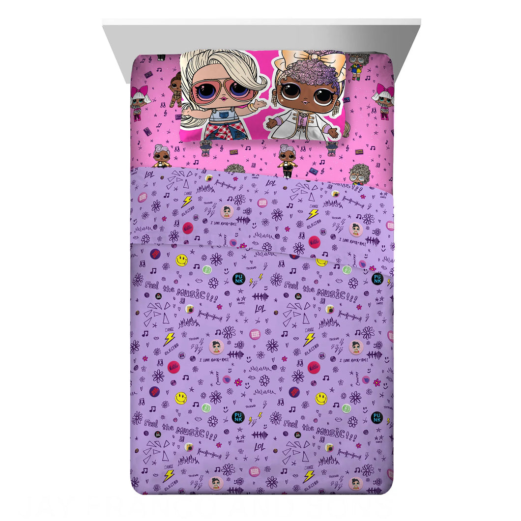 LOL Surprise Kids Twin Sheet Set, Purple and Pink, MGA