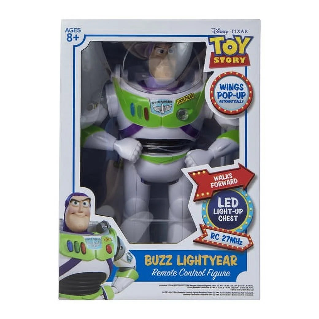 Remote control Buzz Lightyear figure in its window box with LED chest and pop-up wings