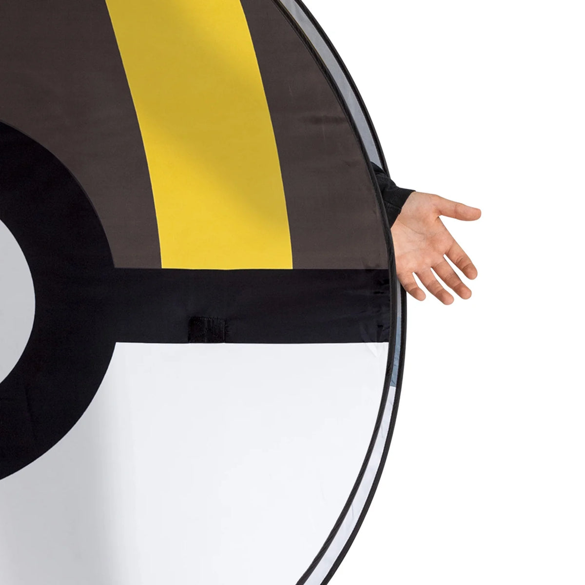 Close-up of the costume's edge with the wearer's hand out through the arm hole
