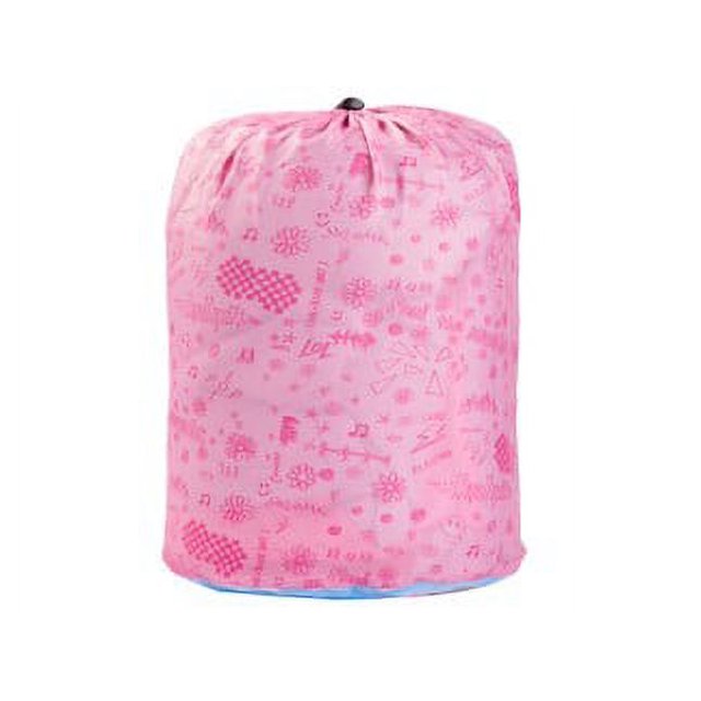 Pink patterned drawstring storage sack for the sleeping bag