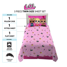 Load image into Gallery viewer, LOL Surprise Kids Twin Sheet Set, Purple and Pink, MGA
