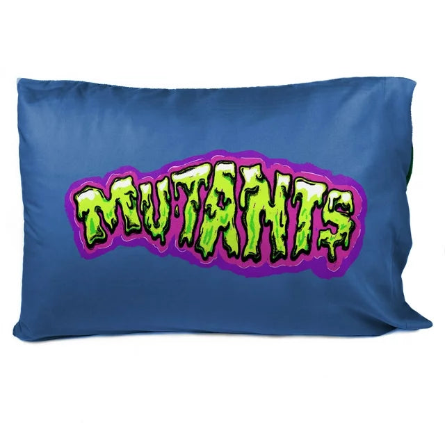 Blue pillowcase reverse with dripping green Mutants lettering