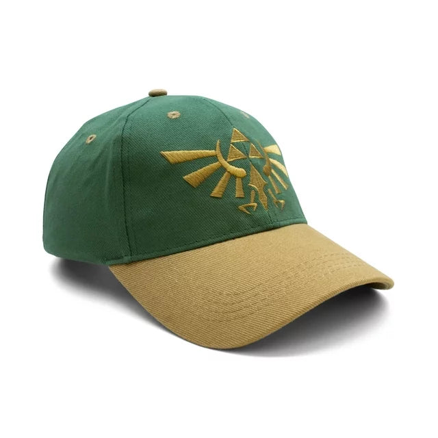 Green and tan cap with an embroidered gold Hylian crest
