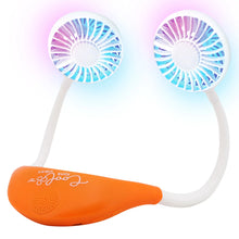 Load image into Gallery viewer, Banzai Cool Fans Sound Vibes Orange Wearable Light-up Hand Fan Bluetooth Teens Adults, 14+, Unisex
