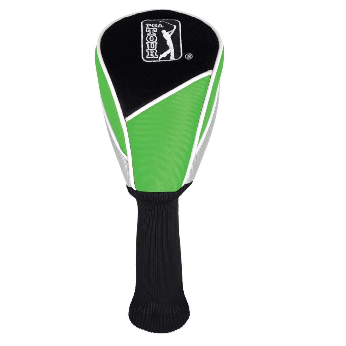 Black, green and grey junior driver headcover with embroidered PGA Tour emblem