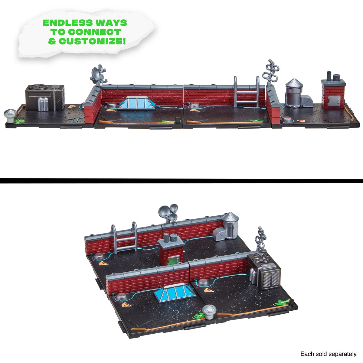 Rooftop display bases connected in a line and a square, each sold separately