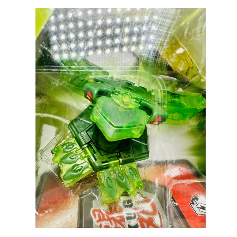 Close-up of the translucent green Amphrog figure inside the bubble