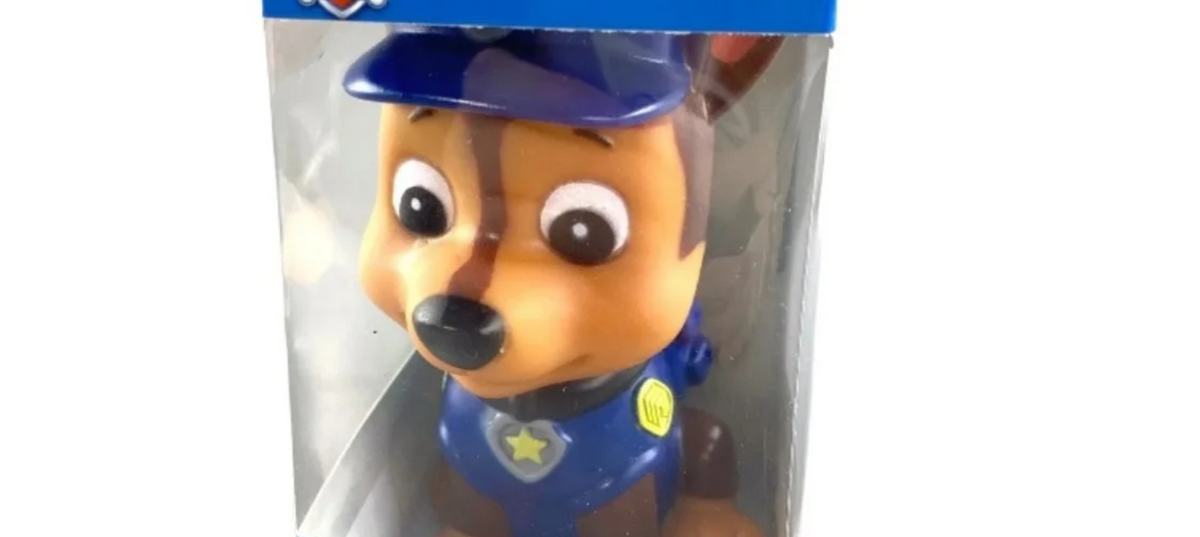 Chase police pup mood light with blue cap and vest inside its window box