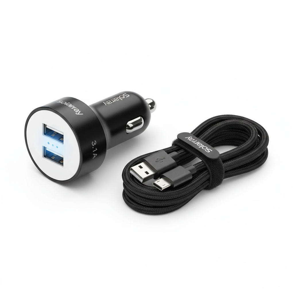 Dual Usb Charger & Micro Usb Cable By Solarray 3.1A Wireless Accessories