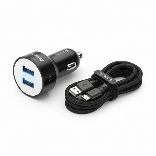 Dual Usb Charger & Micro Usb Cable By Solarray 3.1A Wireless Accessories