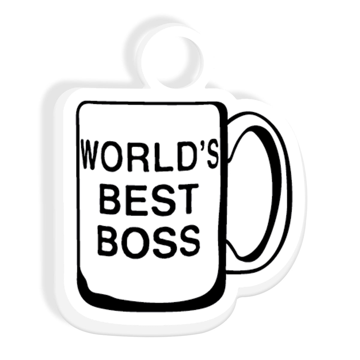 Mug-shaped zipper charm printed World's Best Boss