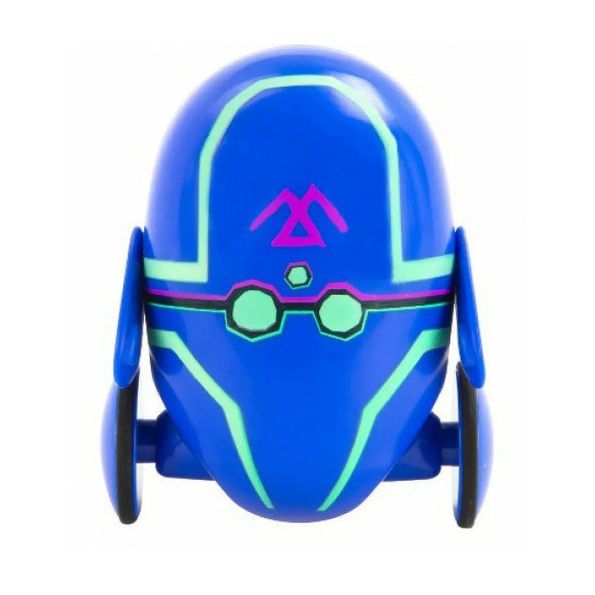 Blue B-Bot with teal circuit lines, round goggles and pink emblem