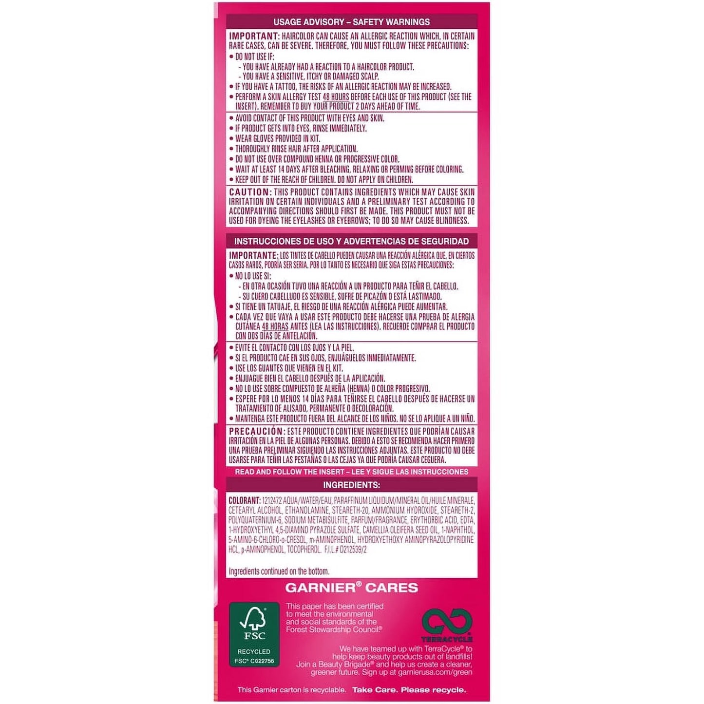 Garnier Sensation Hair Color Cream, 7.26 California Sunset (Coral Pink), 1 Kit