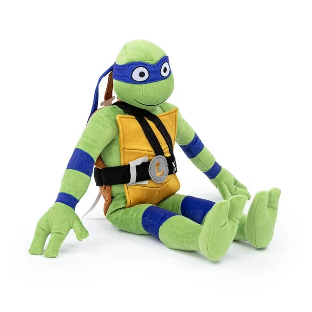 Leonardo plush seated, turned to the right showing his shell