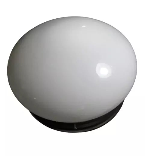 Top-down view of the white frosted glass dome shade