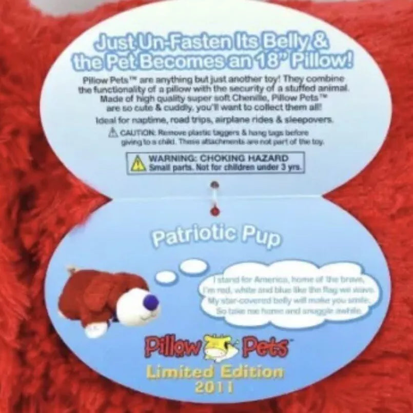 Limited Edition Pillow Pets Plush Animal Dog USA Patriotic