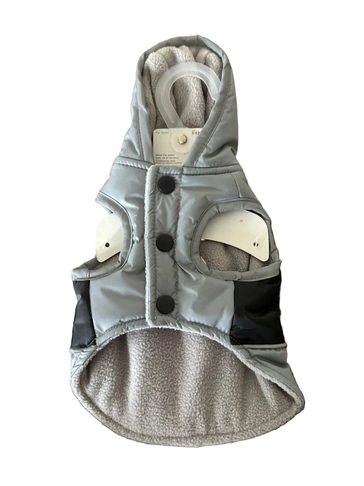 Dog Winter Jacket Coat XS 8 in Grey Fleece Lined