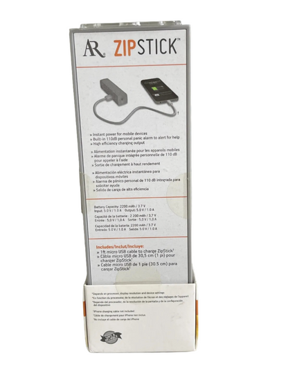 Zipstick Acoustic Research Rechargeable Power Bank ZipStick Flashlight Panic Mo ...