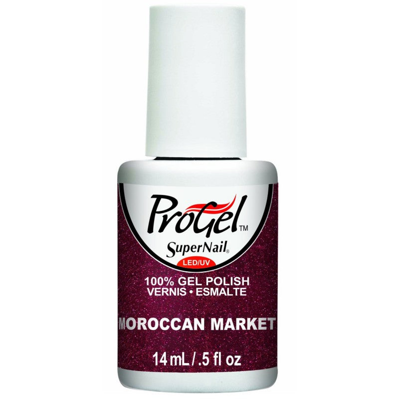 Bottle of deep burgundy glitter ProGel gel polish, 14 ml
