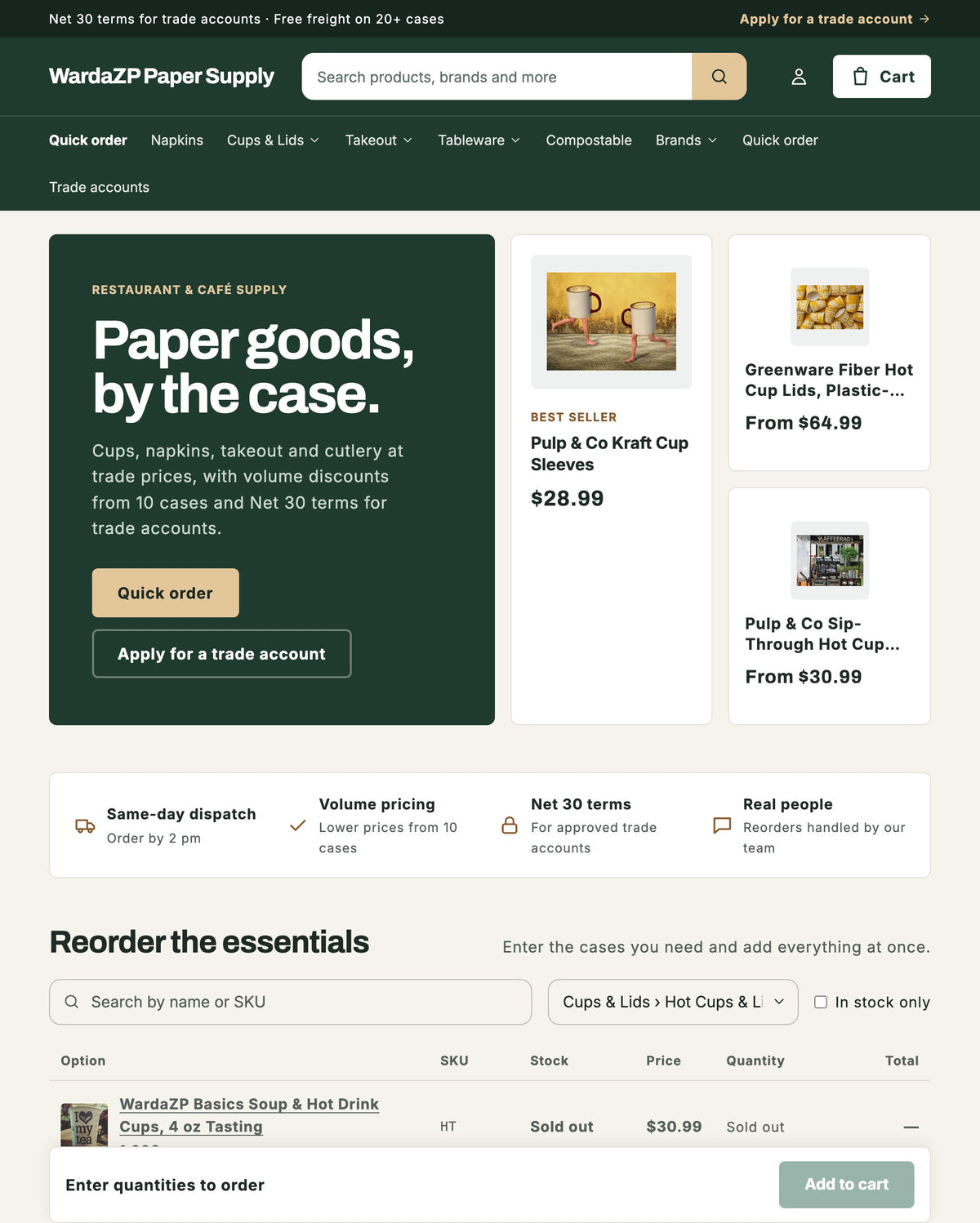 Beacon Wholesale Shopify theme home page on a computer