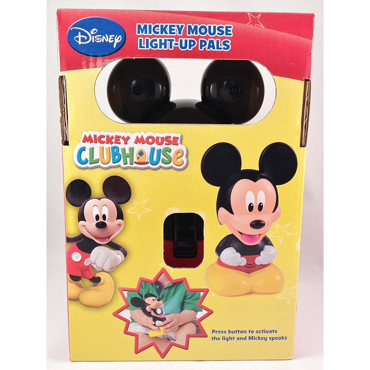 Back of the Mickey Light-Up Pals box: press the button and Mickey lights up and talks