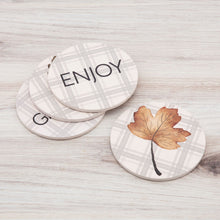 Load image into Gallery viewer, Way to Celebrate Round Drink Coasters, Ceramic, Leaves, 4-Pack, Multi-Color
