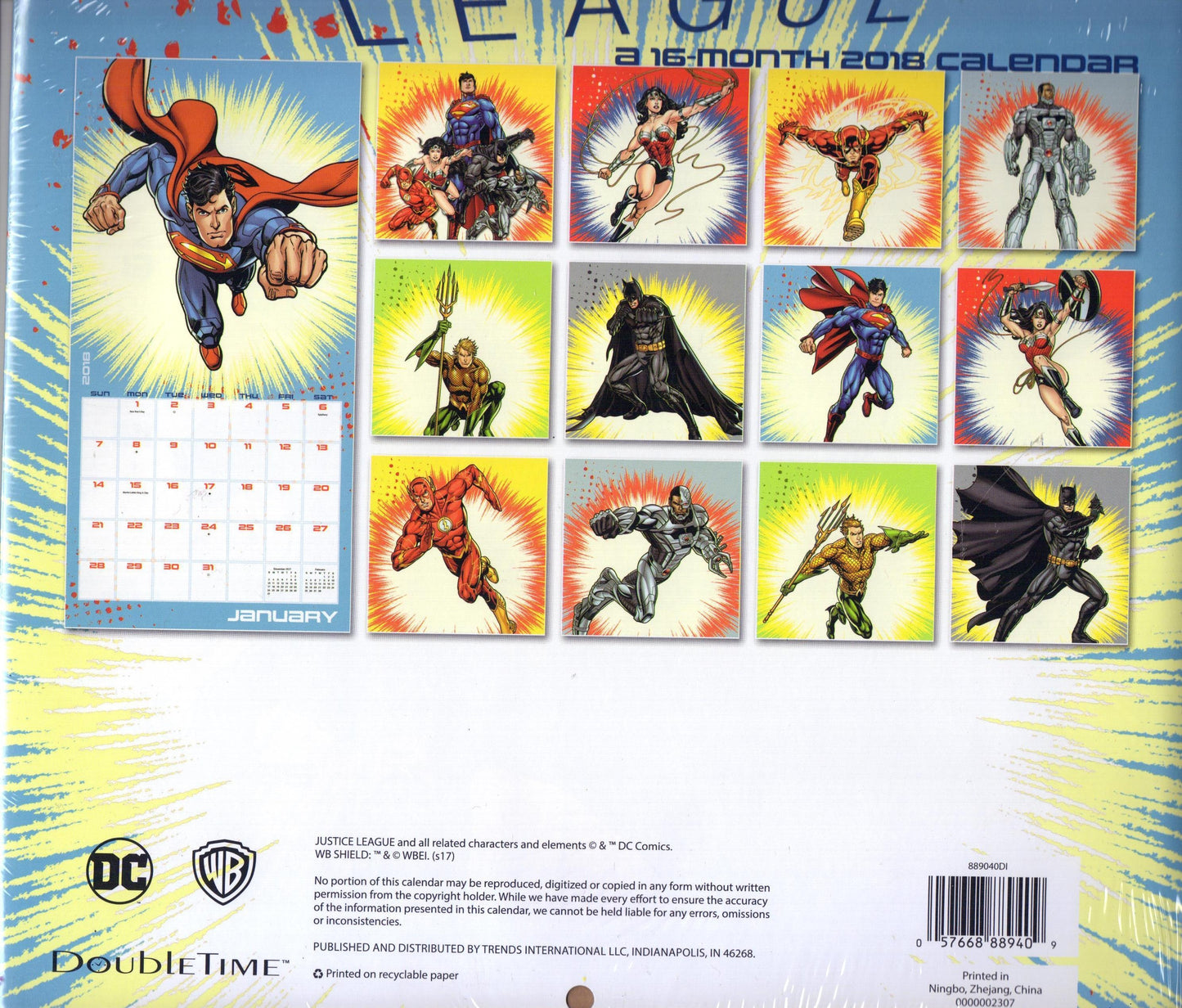 The Justice League (Classic) 2018 Wall Calendar