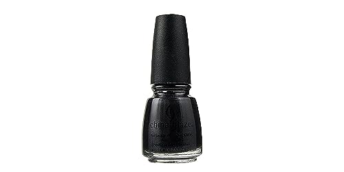 Bottle of black nail polish with a tall black cap