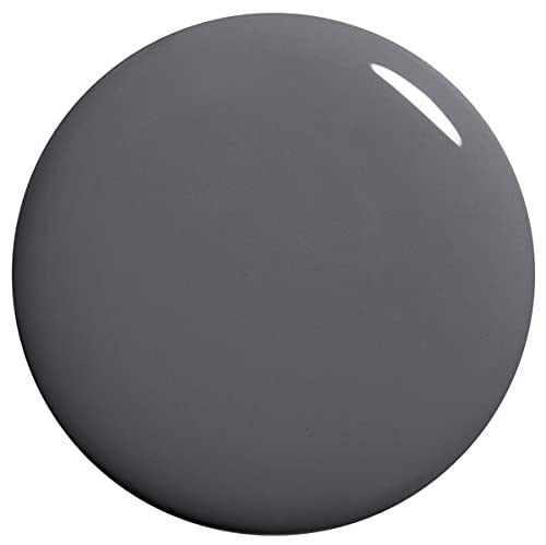 Round swatch of charcoal grey creme nail polish