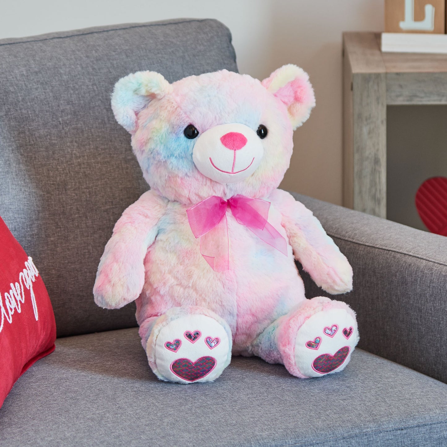 WAY TO CELEBRATE! 15.5" Pink Tie Dye Bear Plush Toy