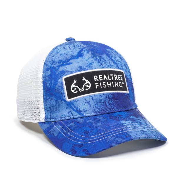 Realtree Structured Baseball Style Hat, Fishing Wav3 Blue/White, Small/Medium