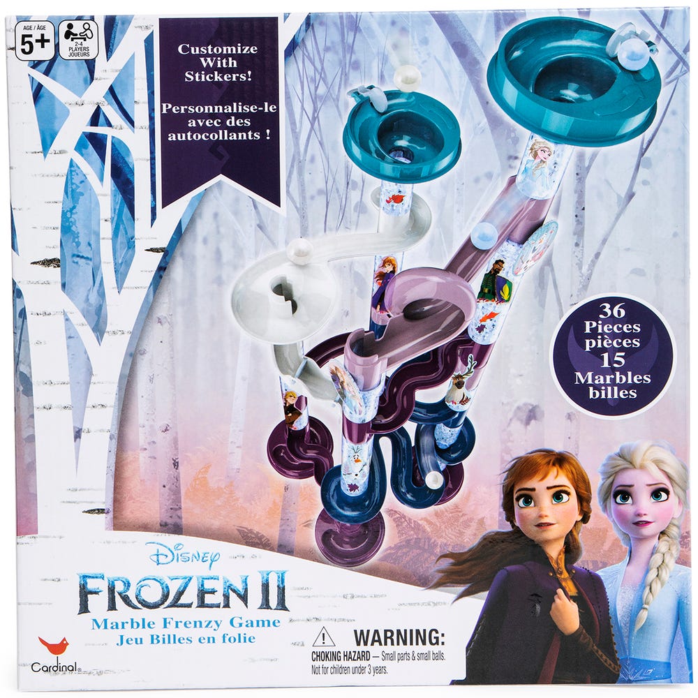 Disney Frozen II Marble Frenzy box, 36 pieces and 15 marbles, with Anna and Elsa