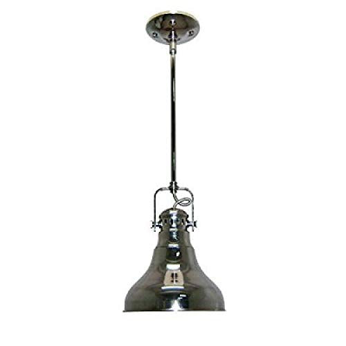 Polished nickel bell-shaped mini pendant light hanging from a straight rod