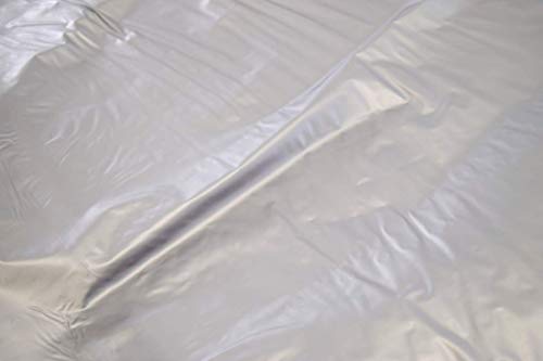 Close-up of the shiny silver vinyl cape fabric