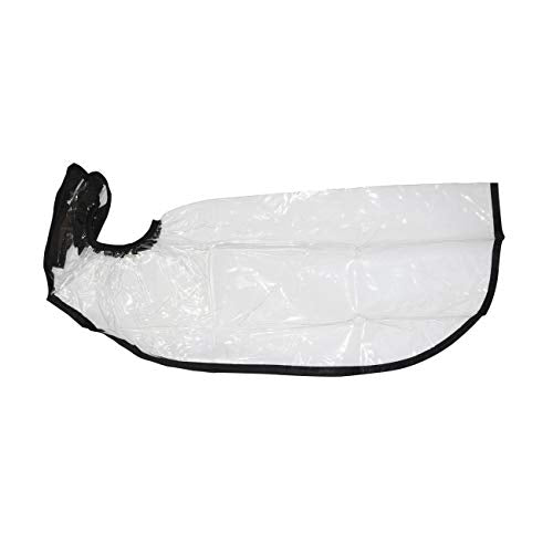 Clear vinyl hair funnel laid flat with black trim and headband